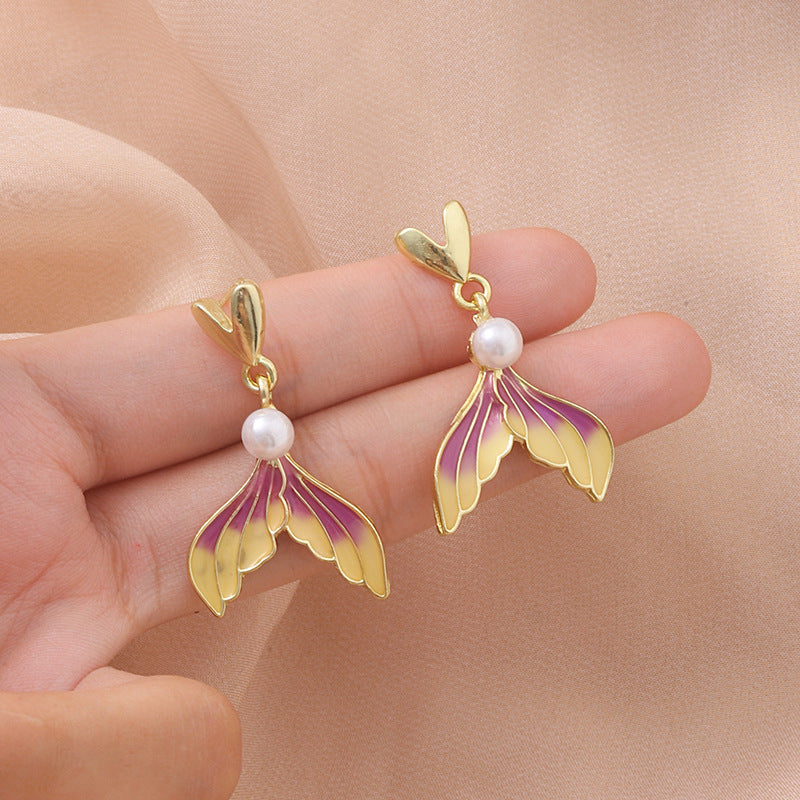 Gradient Drip Oil Earrings with Silver Needle