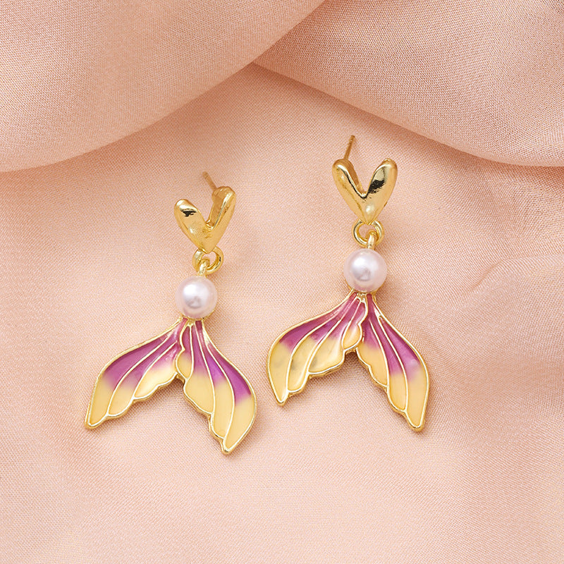 Gradient Drip Oil Earrings with Silver Needle