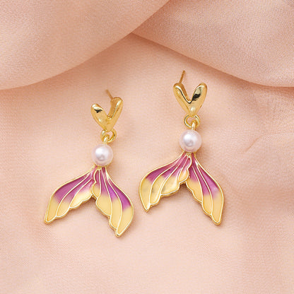 Gradient Drip Oil Earrings with Silver Needle