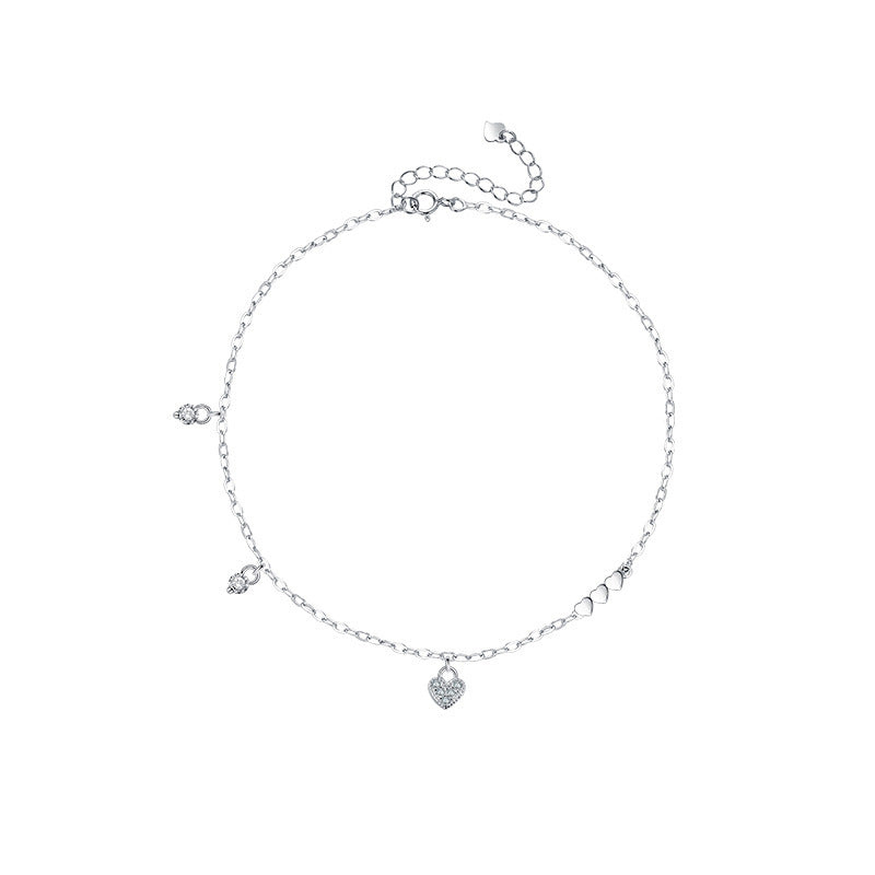 S925 Sterling Silver Glossy Love Diamond Bracelet