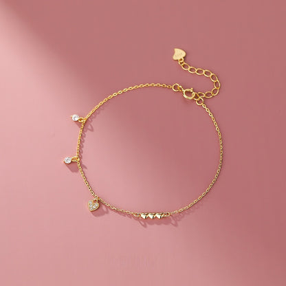 S925 Sterling Silver Glossy Love Diamond Bracelet