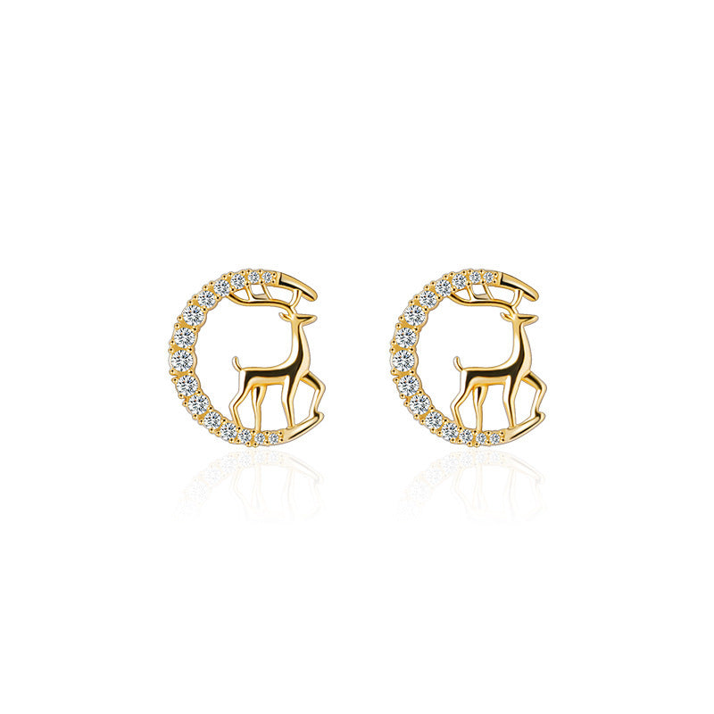 925 Silver Fawn Earrings – Dainty Design with Zircon