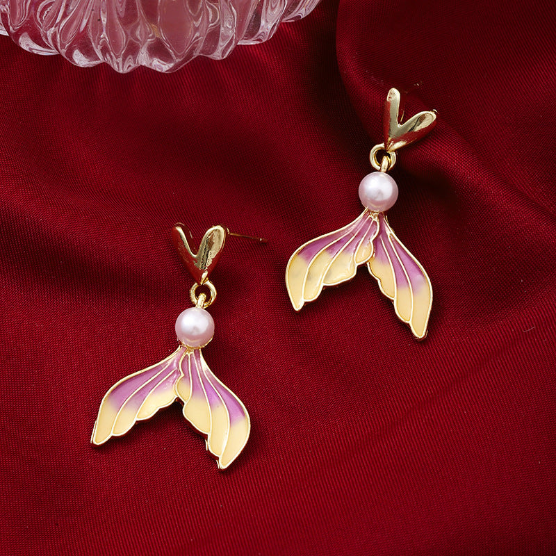 Gradient Drip Oil Earrings with Silver Needle