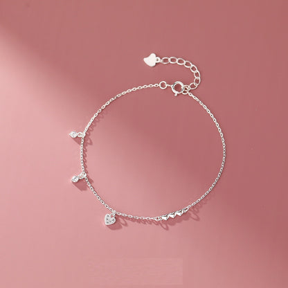 S925 Sterling Silver Glossy Love Diamond Bracelet